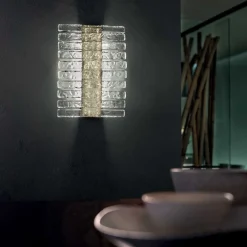 Vegas LED-seinävalaisin, pystysuora, korkeus 38 cm, kristallilasi