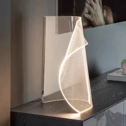 Velos II LED-pöytävalaisin, kromi, himmennin, metalli, muovi