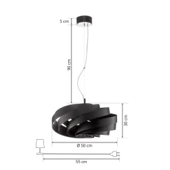 Vento riippuvalaisin, musta, Ø 50 cm, metalli, E27