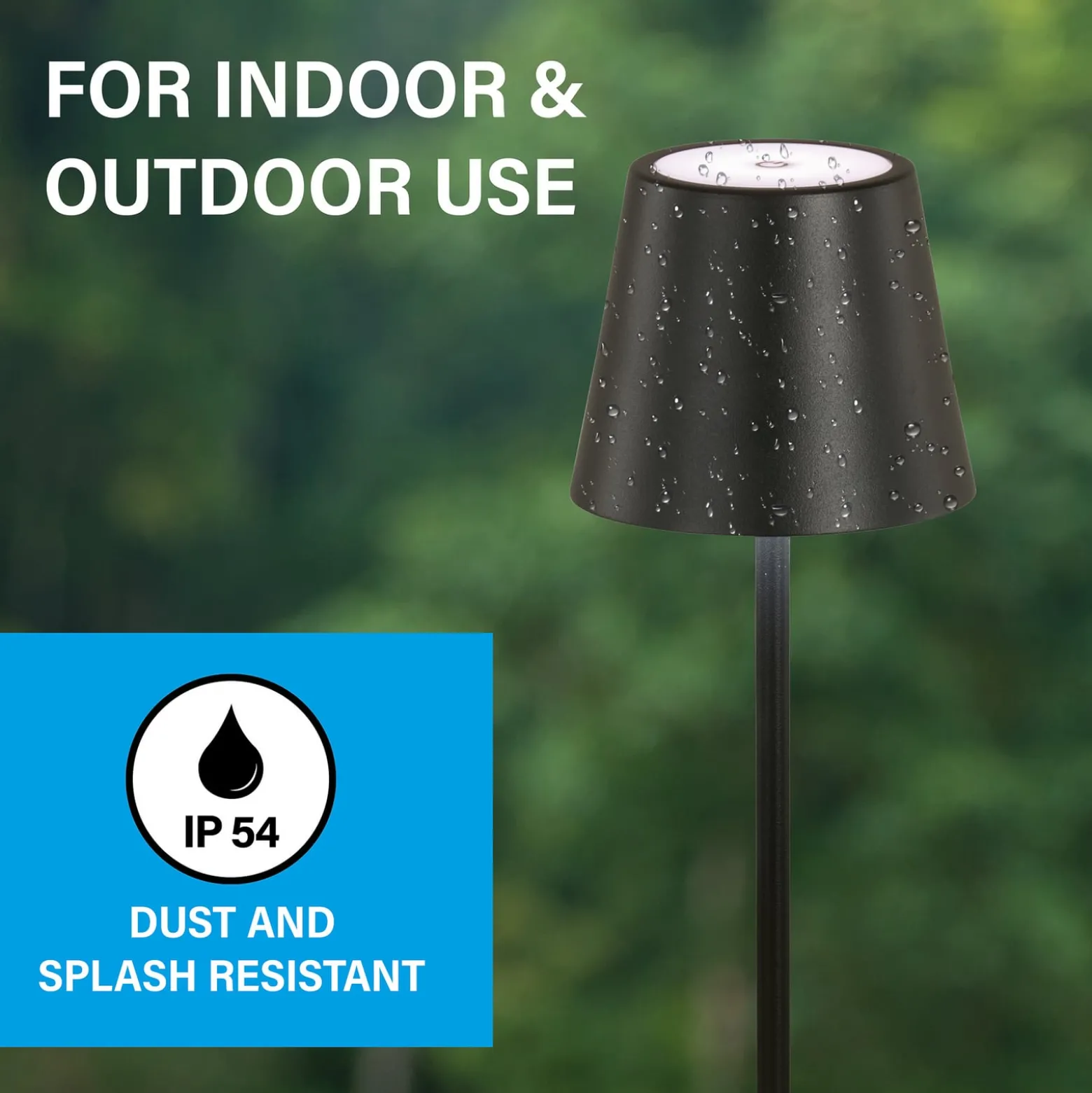 Viletto LED ladattava pöytävalaisin, musta, IP54