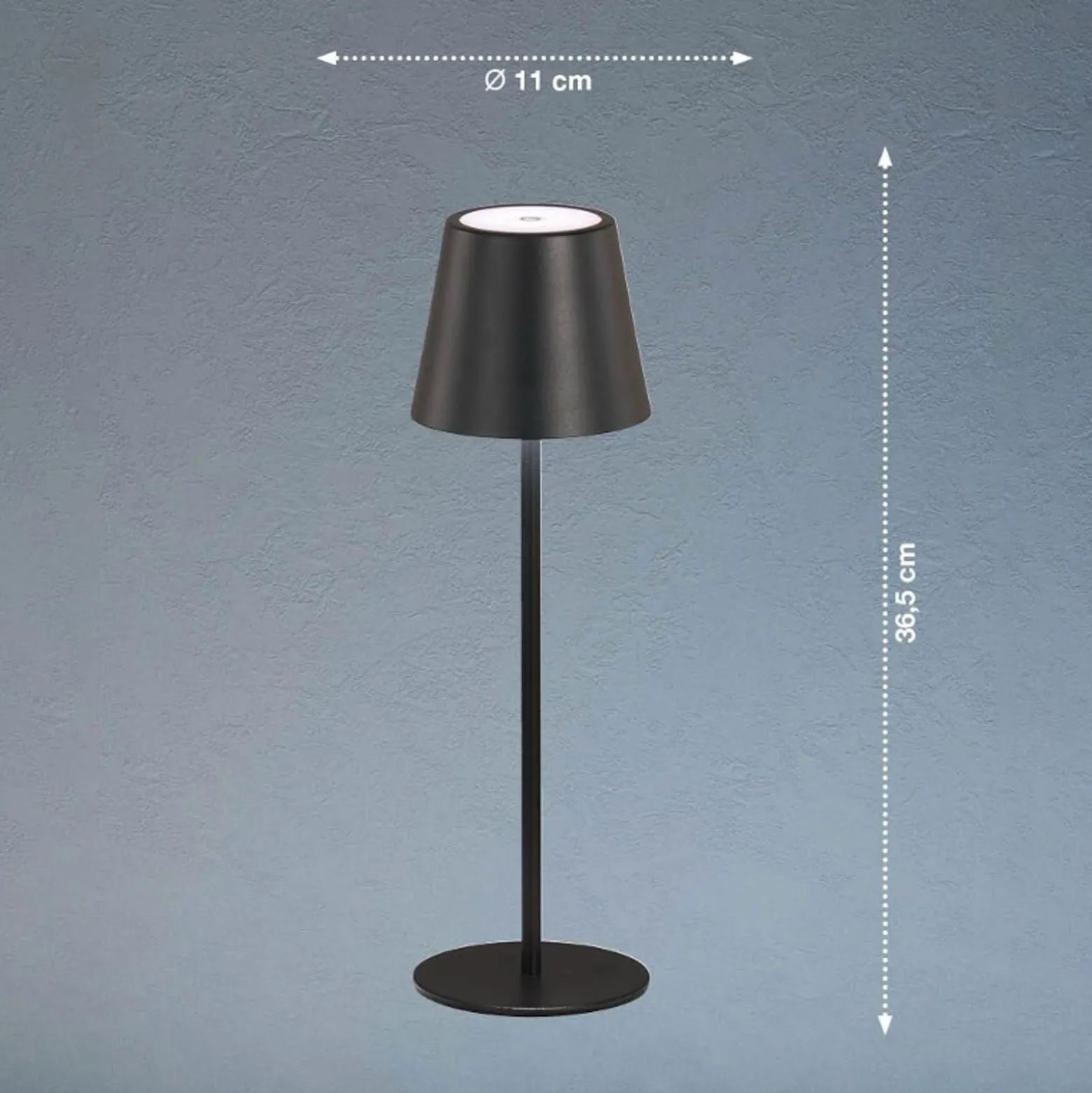 Viletto LED ladattava pöytävalaisin, musta, IP54