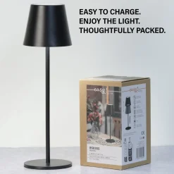 Viletto LED ladattava pöytävalaisin, musta, IP54