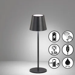Viletto LED ladattava pöytävalaisin, musta, IP54
