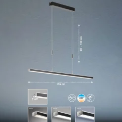Vitan LED-riippuvalaisin, hiekanmusta, pituus 115 cm, 2-valo, CCT
