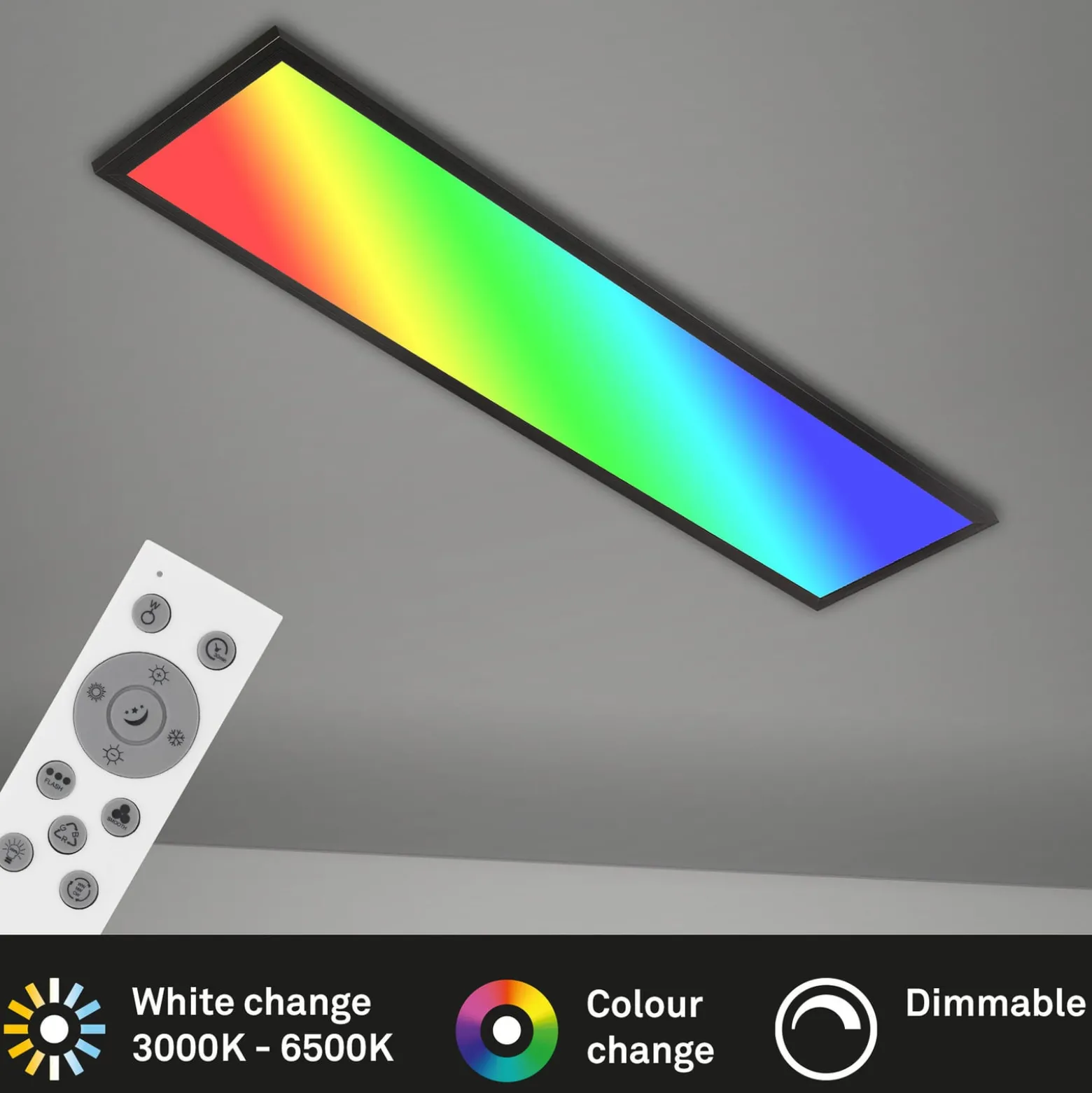Väri-LED-paneeli, himmennettävä, RGB, CCT, 100x25cm
