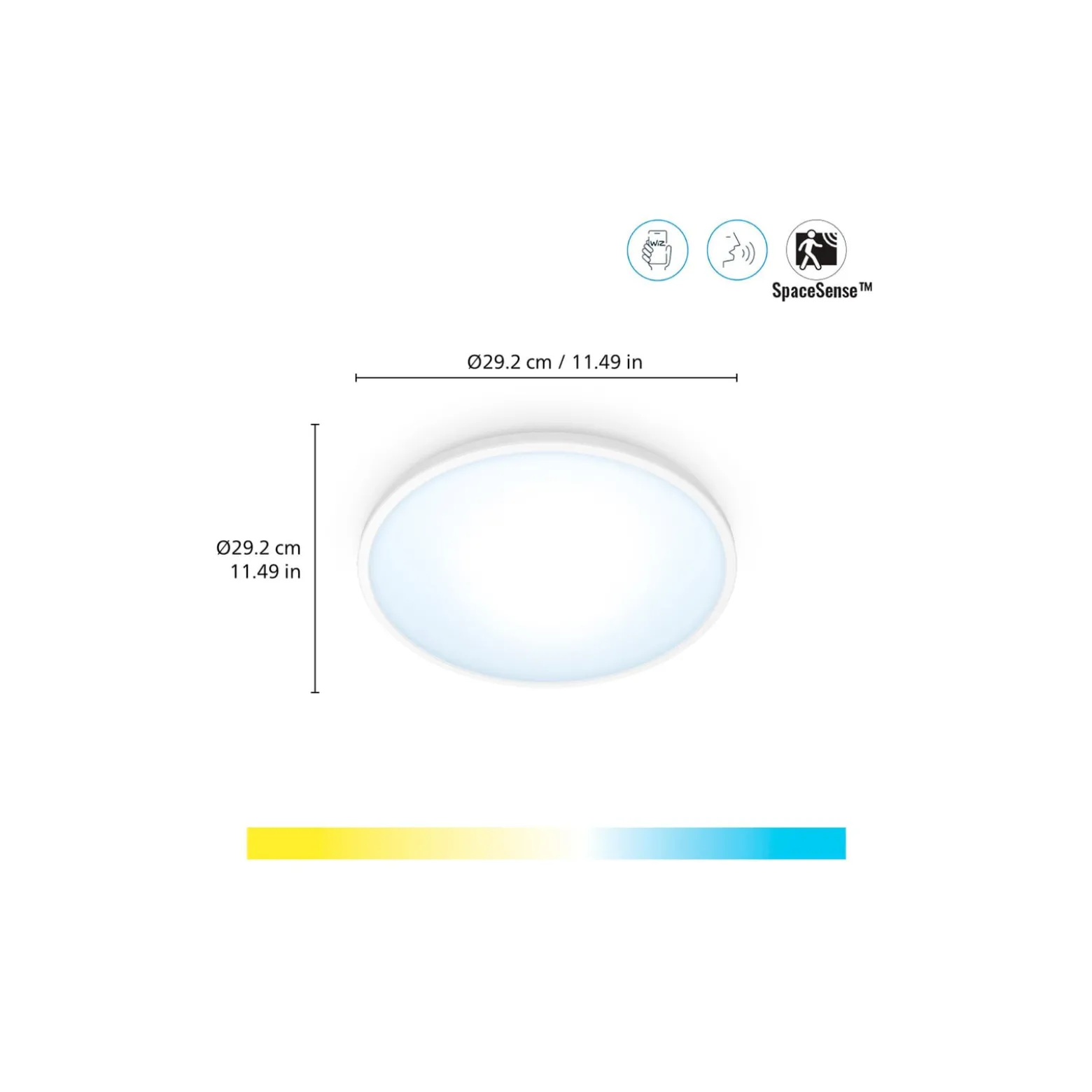 WiZ SuperSlim LED kattovalaisin CCT Ø29cm valkoinen