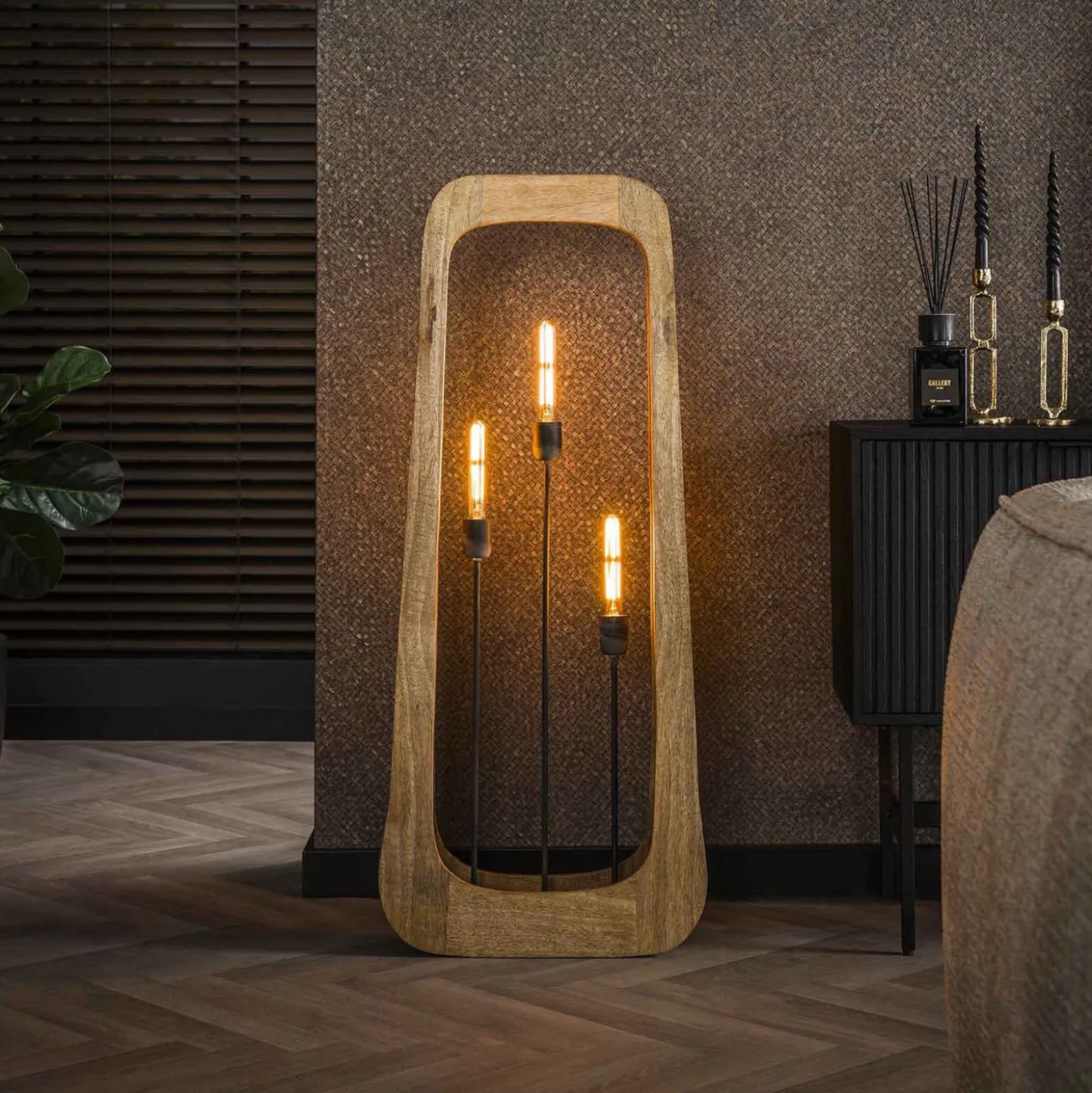 Woodframe lattiavalaisin, 3-valo, mangopuu, luonnonvalkoinen