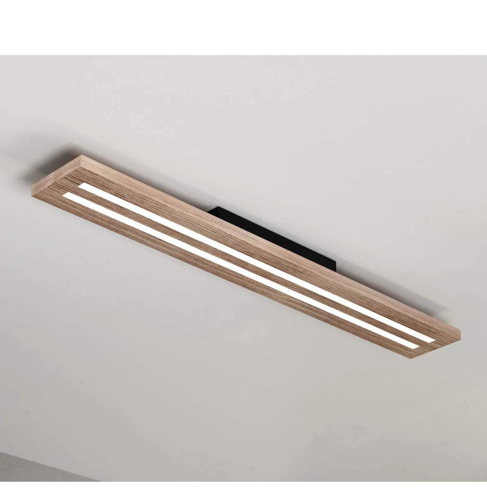 Woody LED-kattovalaisin, pituus 80 cm, tammi/musta, 3 000 K