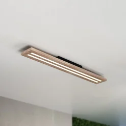 Woody LED-kattovalaisin, pituus 80 cm, tammi/musta, 3 000 K