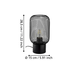 Wrington pöytävalaisin, korkeus 28,5 cm, musta, teräs
