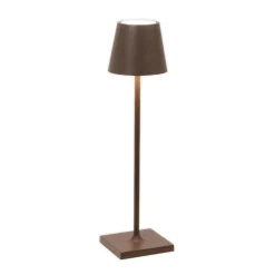 Zafferano LED-akkukäyttöinen pöytälamppu Poldina micro, ruosteenruskea, IP65