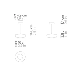 Zafferano LED ladattava pöytävalaisin Swap mini, musta, 15 cm IP65