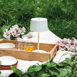 Zafferano Olivia mini akkukäyttöinen pöytälamppu, valkoinen