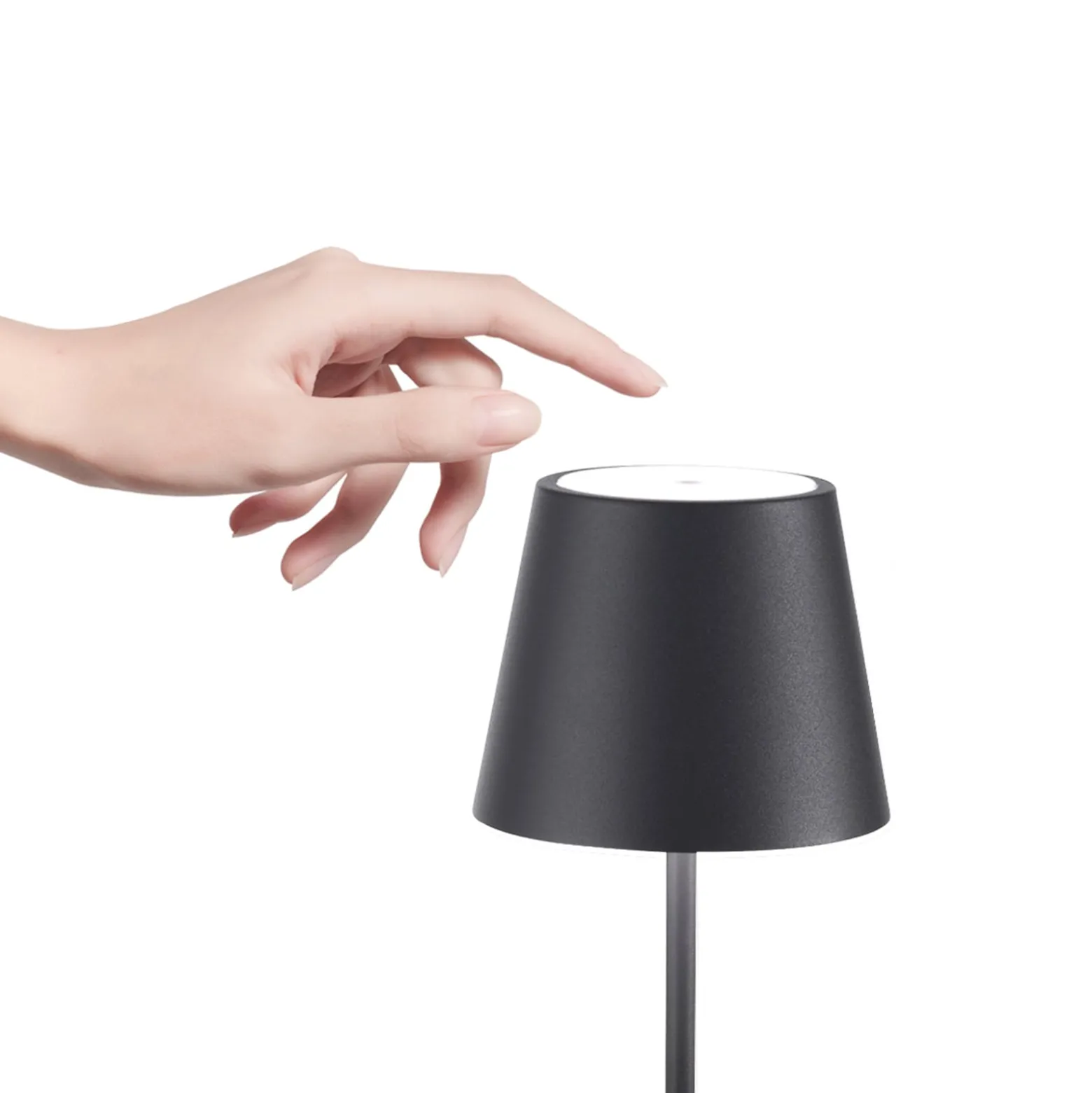 Zafferano Poldina mini akkukäyttöinen pöytälamppu IP65 harmaa
